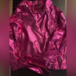 Akira Azalea Wang Metallic Faux Leather Moto Jacket